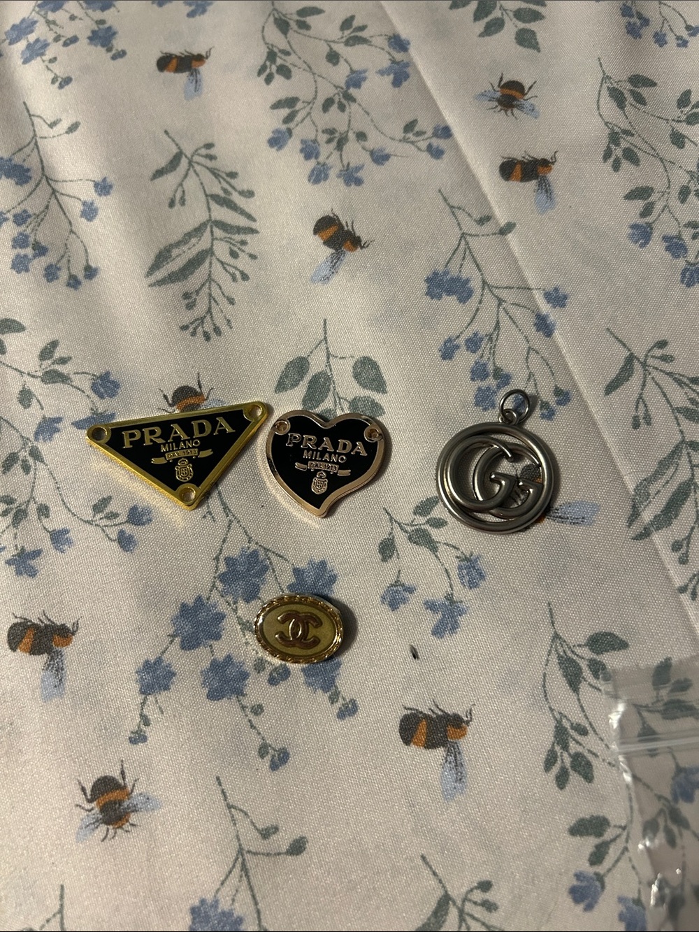 Prada & Gucci & Chanel Logo Charms - Black, Gold, Silver